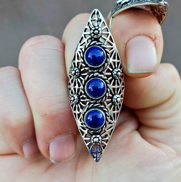New Lapis Lazuli Silver Statement Ring. - Picture 2 of 16